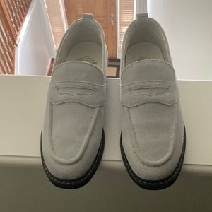 Gray Penny Loafers, Size 8
